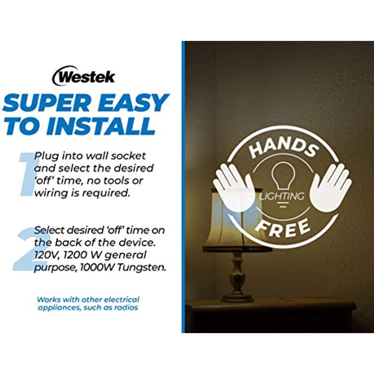 Westek MLC12BC-4 Indoor Plug-in Corded Motion Activated Light Control, 1 Count