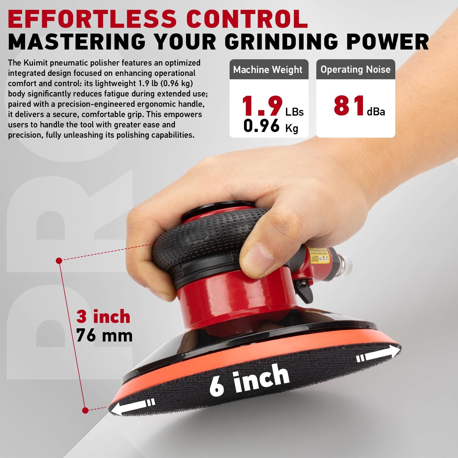 Kuimit Professional 6 Dual Action Random Orbit Air Sander Pneumatic Palm Sander