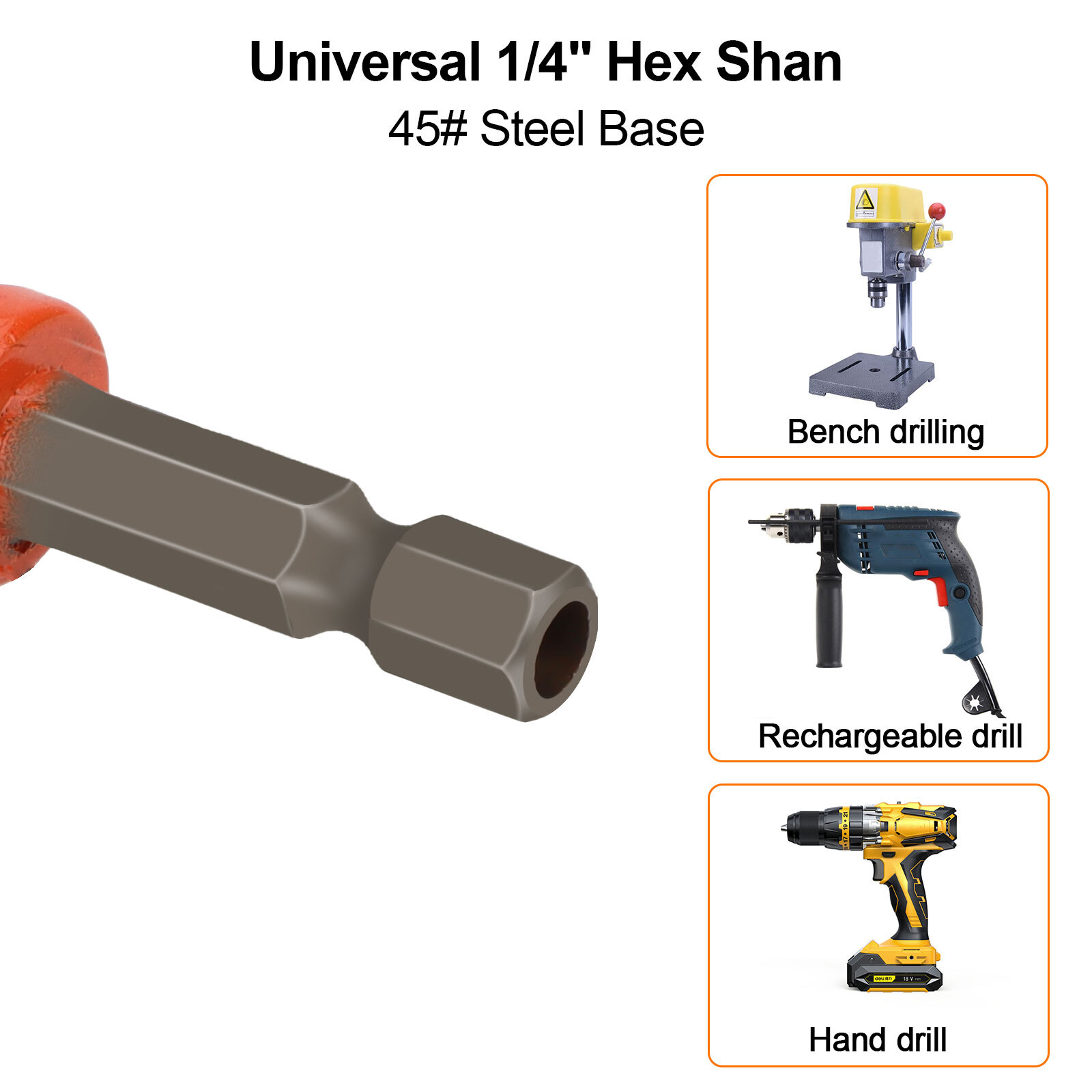 5x Counter Sink Drill Bit 1/4" Hex Shank 5x Hex Wrench 5x Replaceable Drill Bits