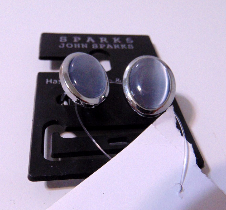 Cufflinks Men's Silver Gray Oval Design Plated Metal John Sparks