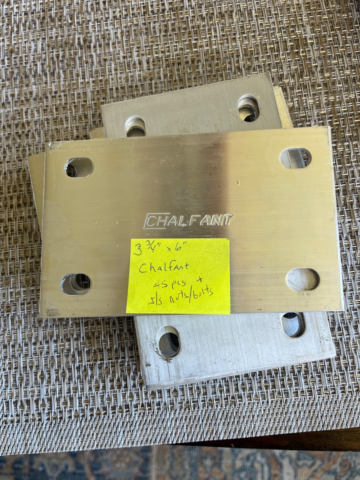 8 NOS Chalfant Aluminum Cable Tray Splice Plate 3-3/4" x 6" + S/S nut bolt