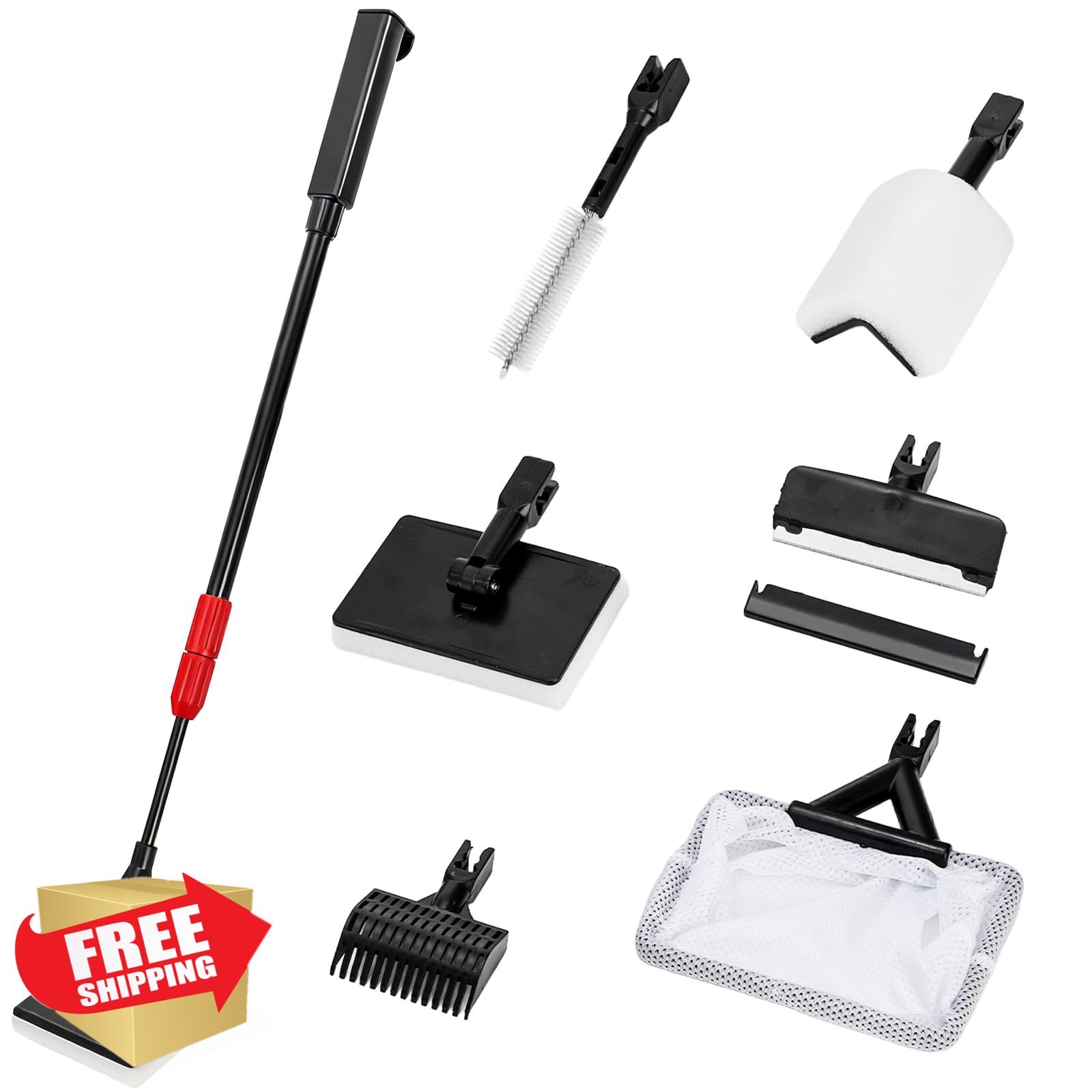 TOPZEA Aquarium Cleaning Tool Kit Fish Tank Long Handle