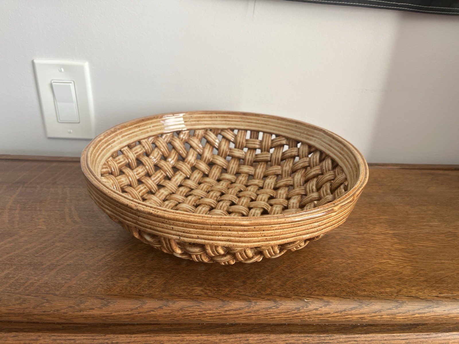 Vintage Ceramic Basket Bowl | Braided Ceramic...