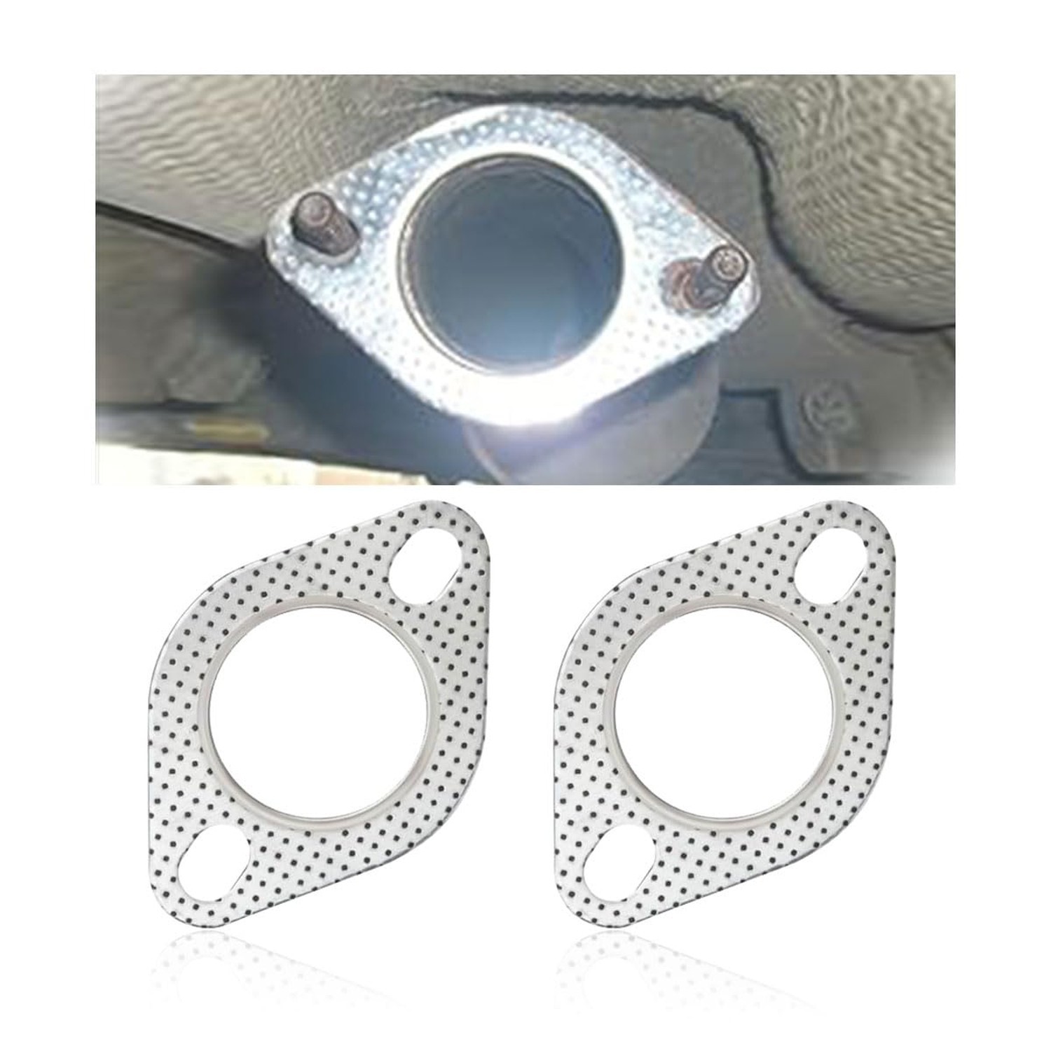 2PCS Car Exhaust Gasket, Ultra Seal 2-Bolt 2.25-Inch Exhaust Flange Gasket St...