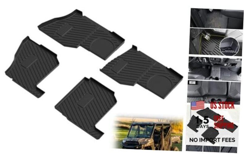 TPE Floor Mats for Polaris Ranger XP 1000 Crew 2019-2025 - 4PCS Front & Rear
