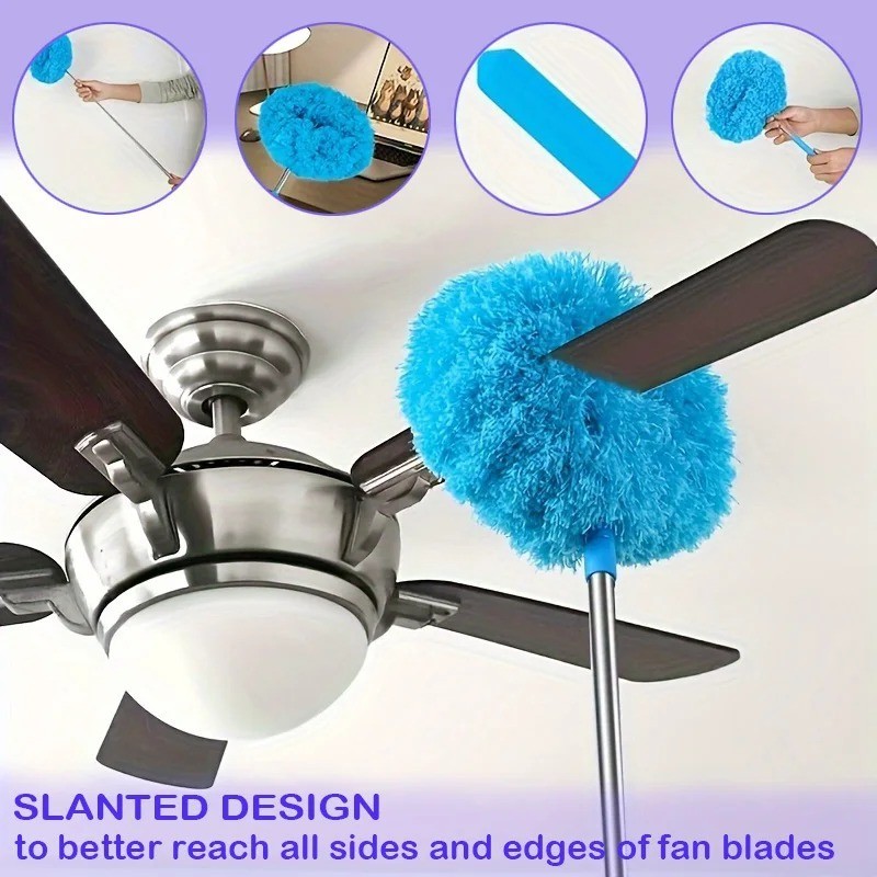 Extendable Ceiling Fan Duster, Long Reach Ring Brush for Easy Dust Cleaning