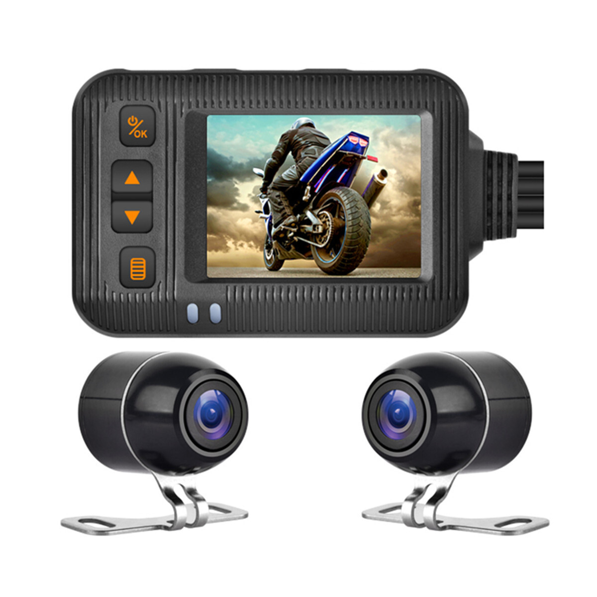 2in Motorcycle Dash Cam DVR 1080P Front Rear Camera Loop Recording Night Vision
