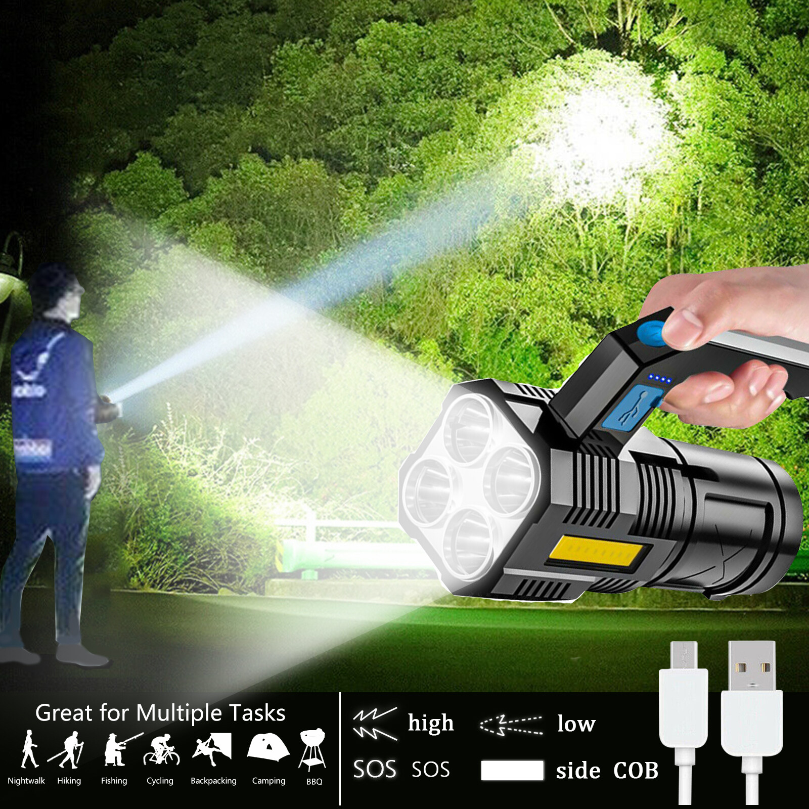9900000LM LED Flashlight Tactical Light Super Bright Torch USB Rechargeable Lamp