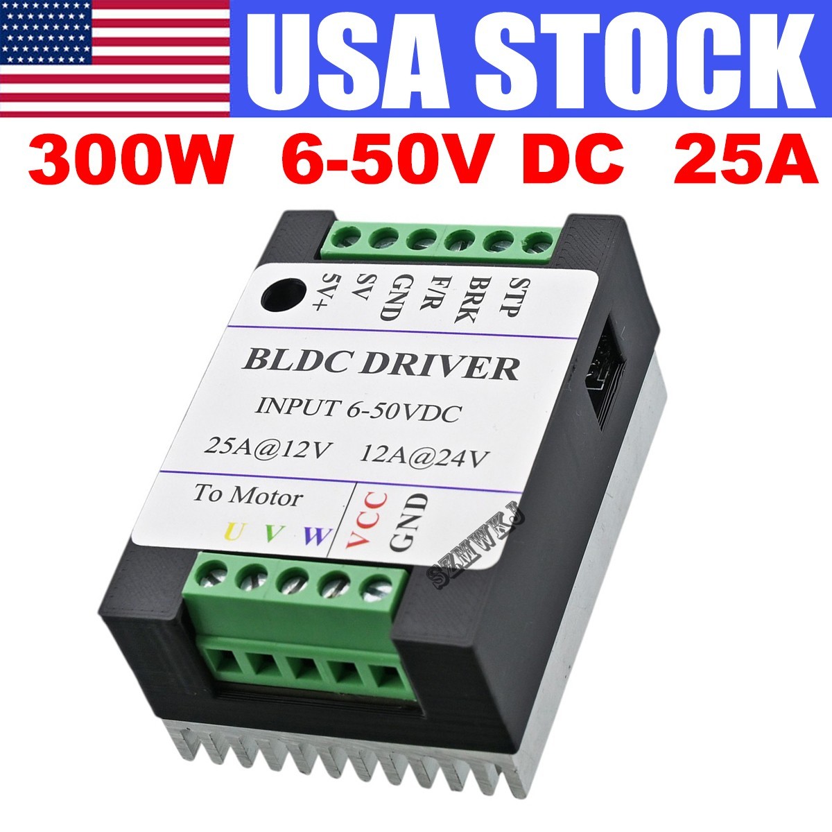 DC12/24/48V BLDC 300W 6-50V 3-Phase Sensorless Brushless Motor Driver Controller