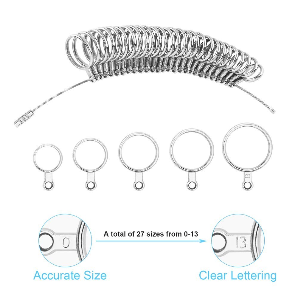 Comprehensive Ring Sizer with Plastic Finger Gauge - 27 Size Options Available