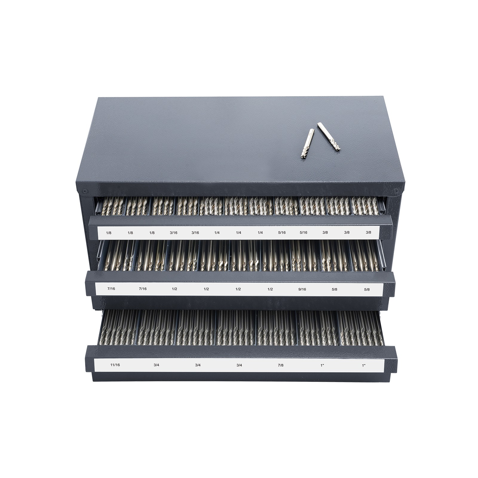 Uimoso Three-Drawer End Mill Organizer Cabinet with 29 Slots for 1/8"-1" Tools