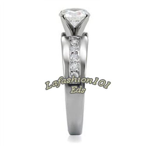 Classic 1 Carat Round CZ Women's 316 Stainless Steel Wedding Engagement Ring