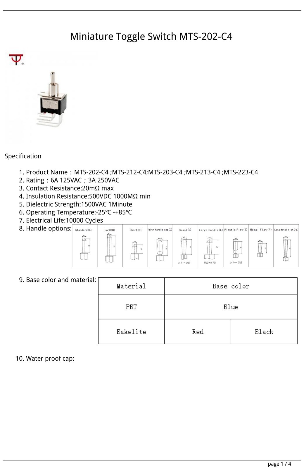 2x (USA source) Toggle Switch, DPDT Right Angle, MTS-202-C4