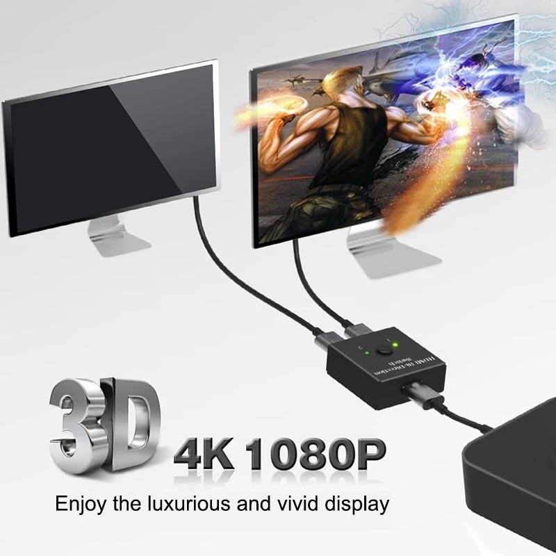 Bi-Direction HDMI Switch Switcher Splitter Cable 4K 2.0 HUB HDCP 2x1 1x2 In Out