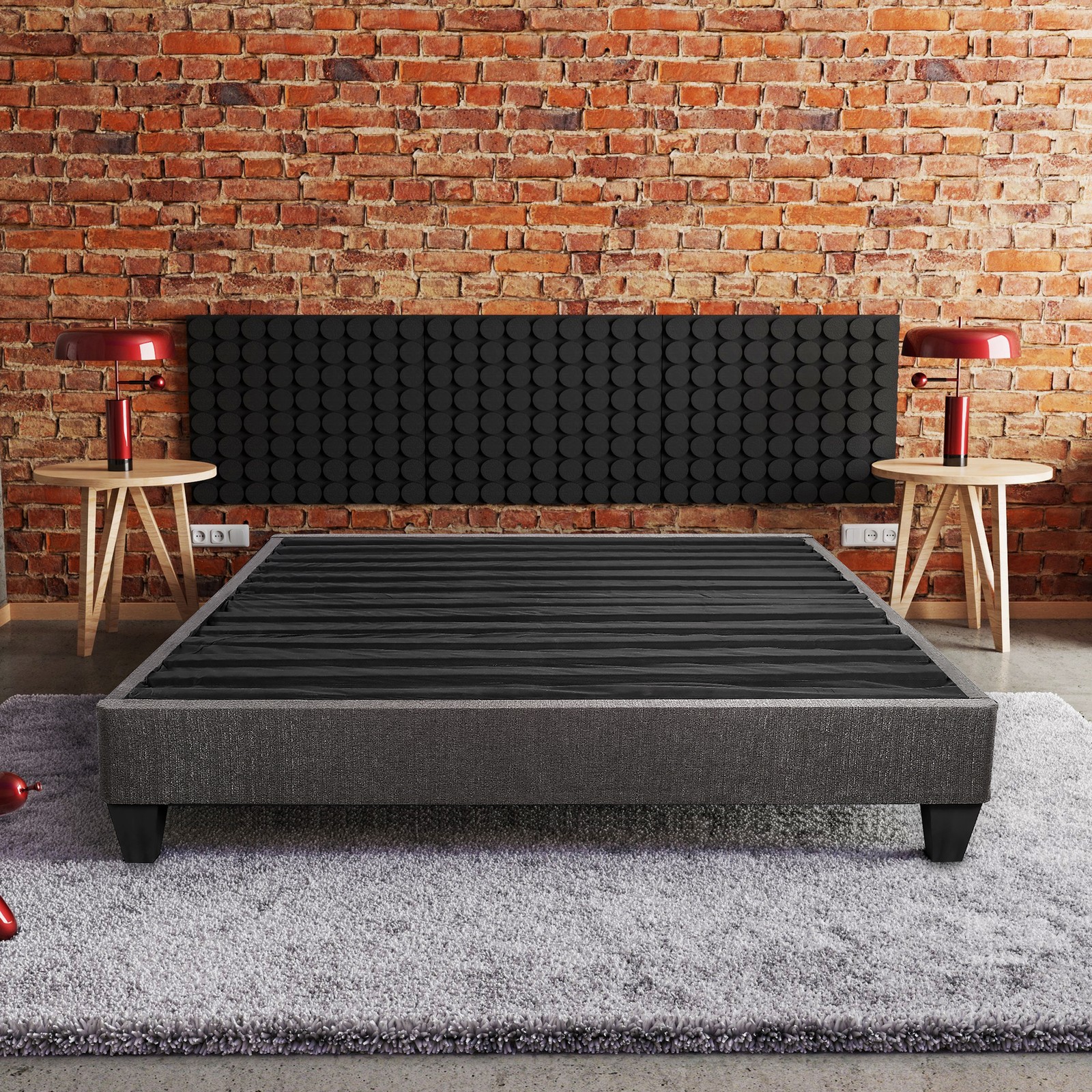 Contemporary 14 in. Platform Mattress Foundation, Queen Size Upholstered Bed