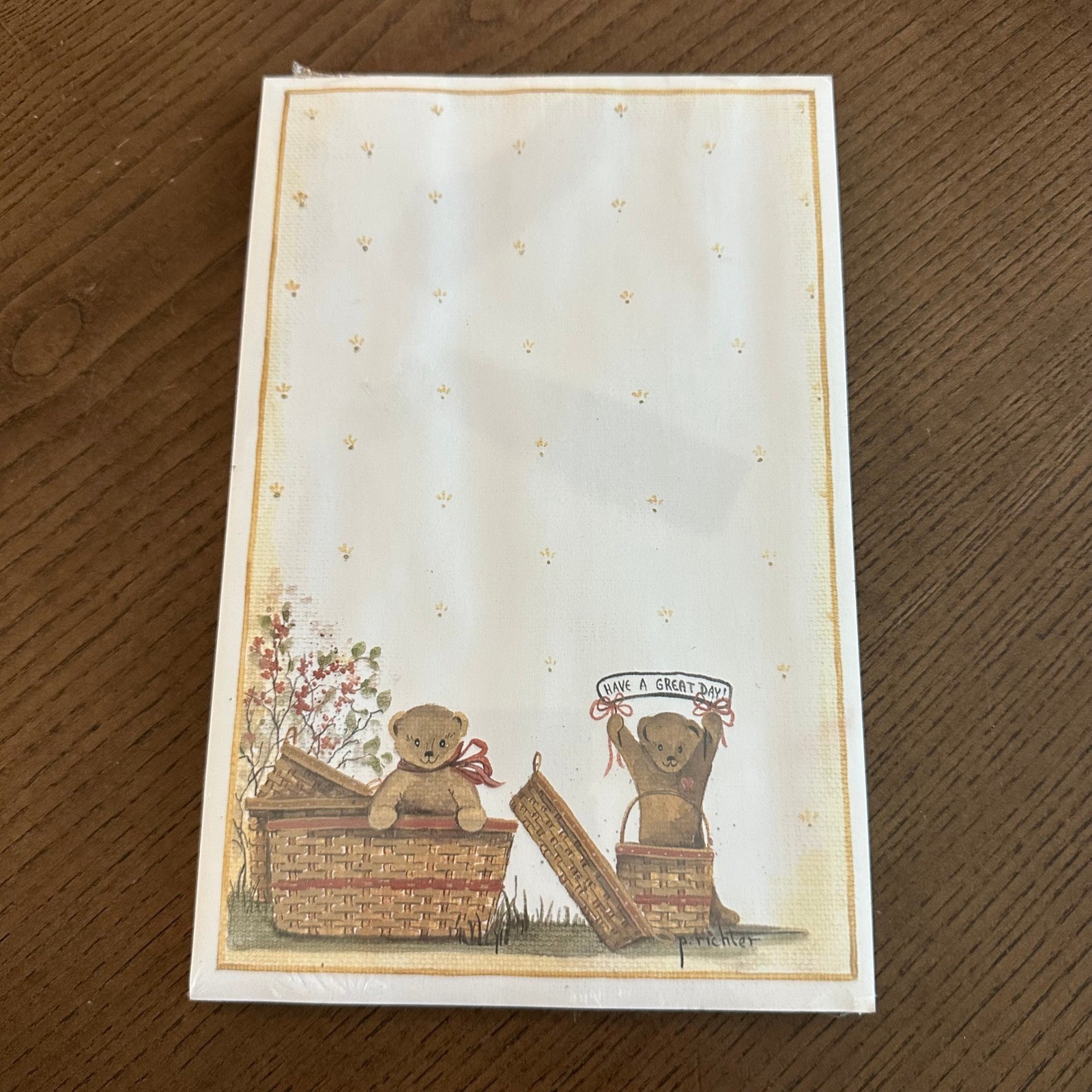 Vintage 1995 Pat Richter Teddy Bear Notepad 50 Sheets Creations Unlimited 90s