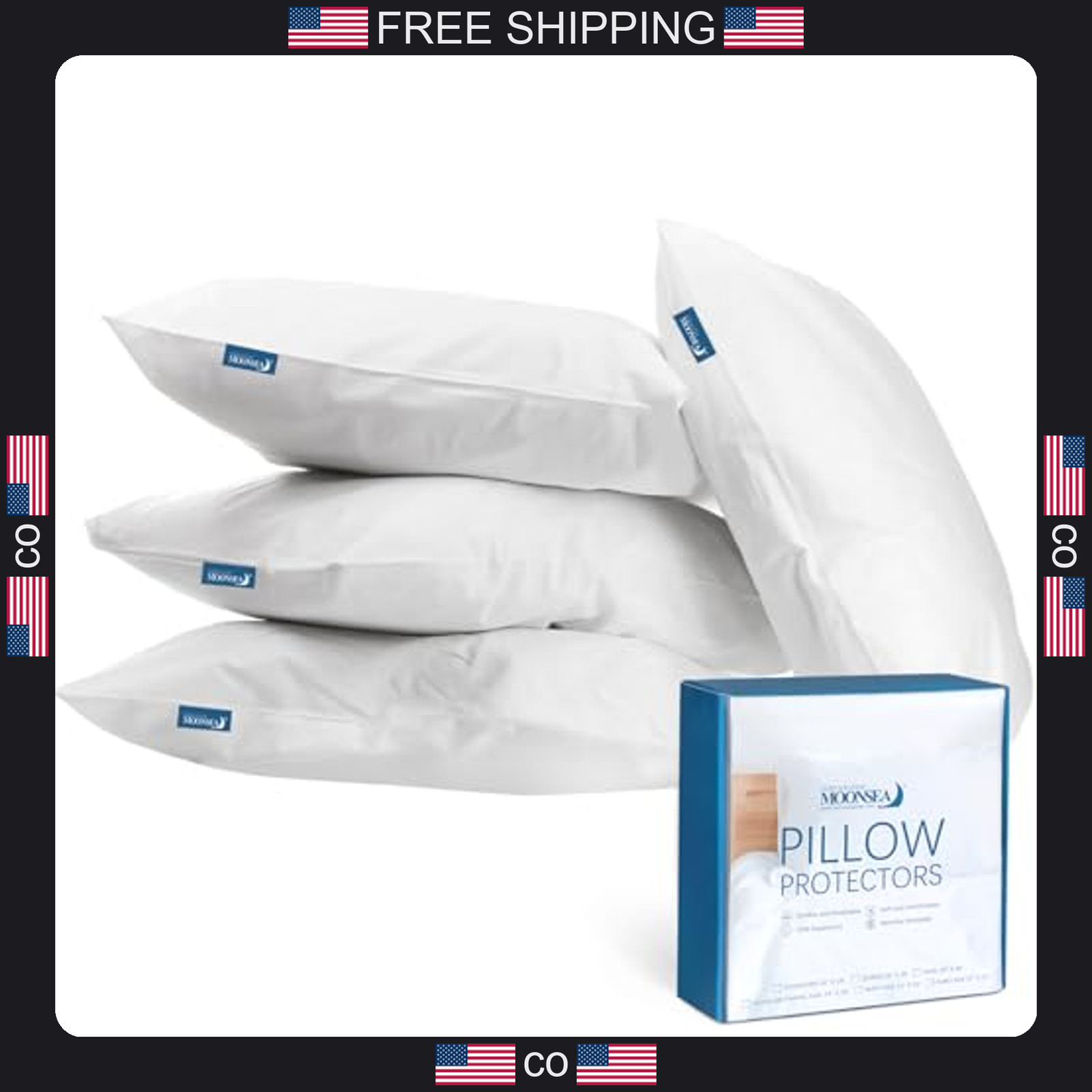 4 Pack Waterproof Pillow Protectors Jersey Knit Standard Size