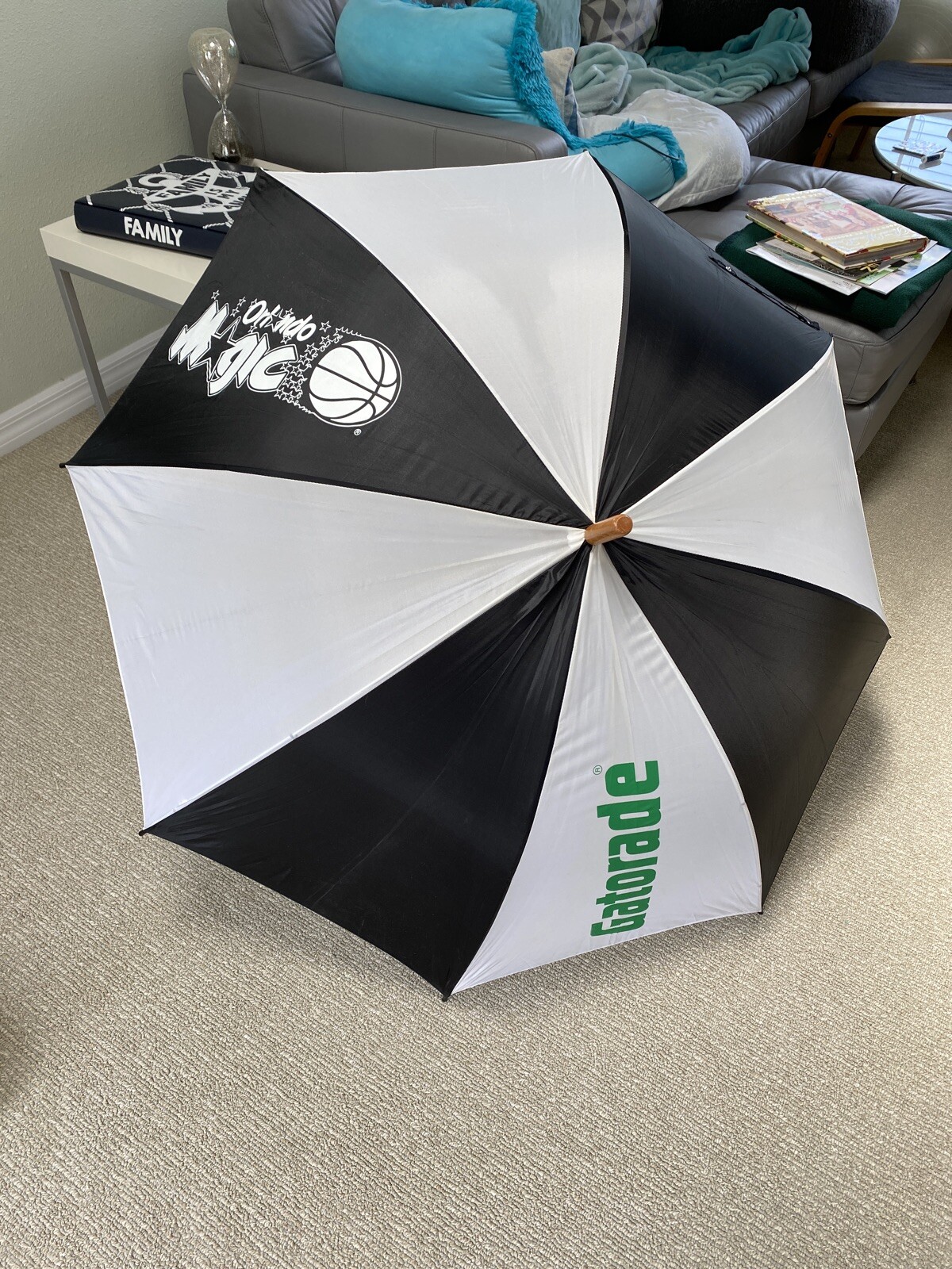 RARE Vintage GATORADE UMBRELLA Black & White Orlando Magic