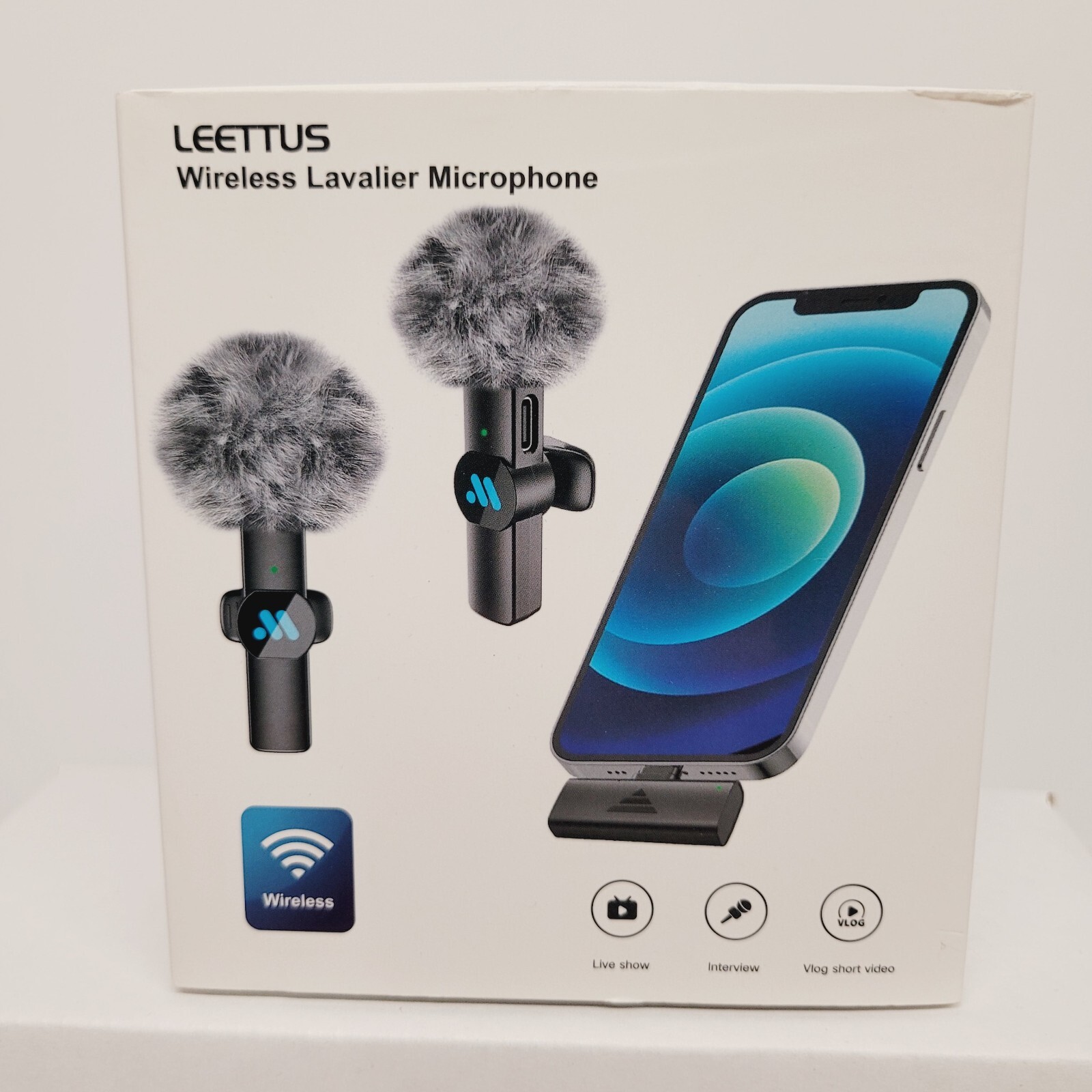 Leettus 2 PCS Lavalier Wireless Microphone For Apple w/ Lighting Connector