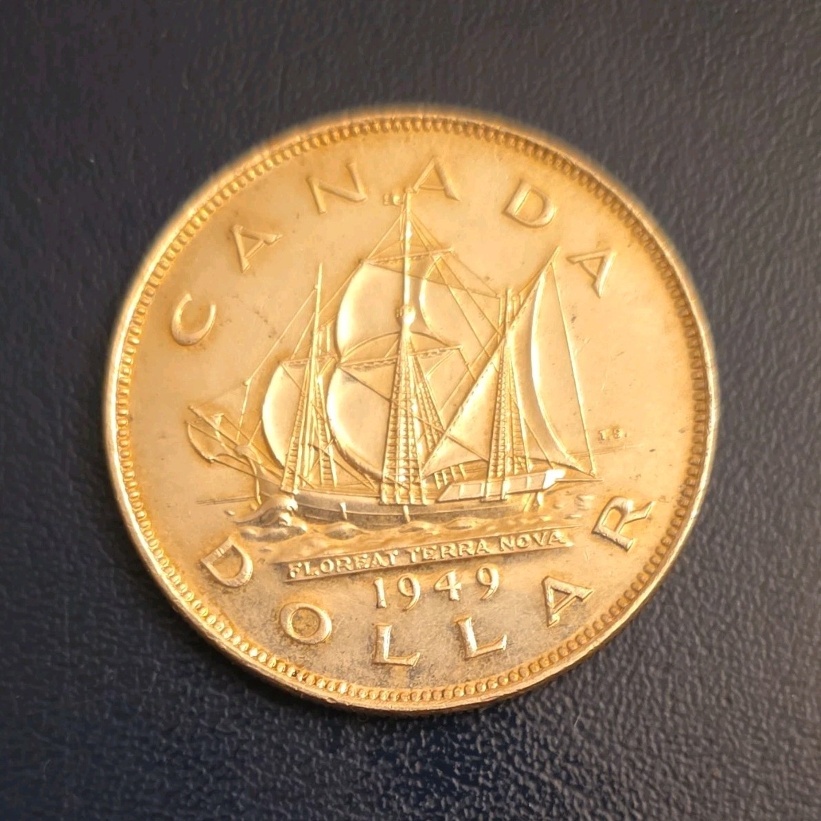 Canada 1949 Silver $1 Dollar Coin Bluenose Schooner King George VI