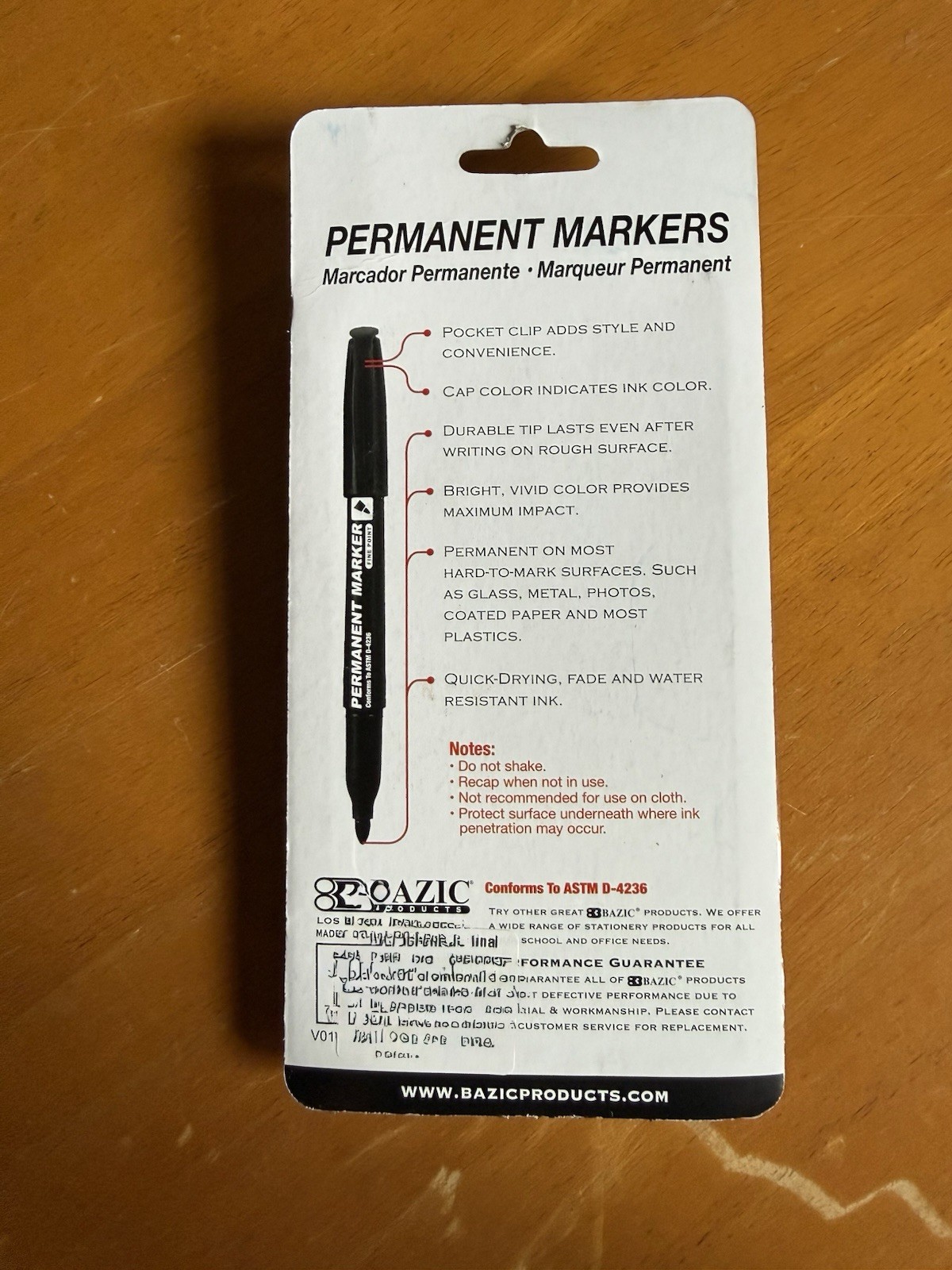 Bazic Products Permanent Markers Fine Point Durable Tip Black 5 Pack