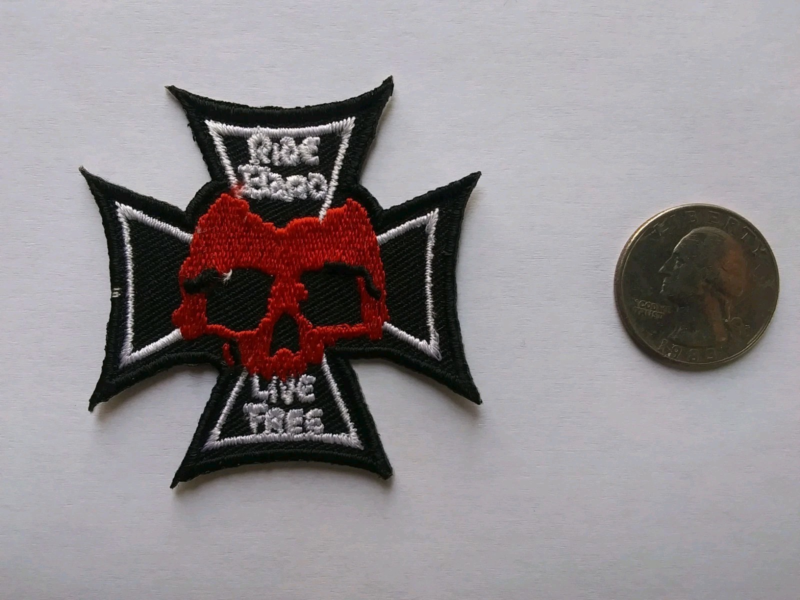 SKULL RIDE HARD IRON CROSS BIKER MOTORCYCLE LEATHER JACKET VEST IRON ON PATCH
