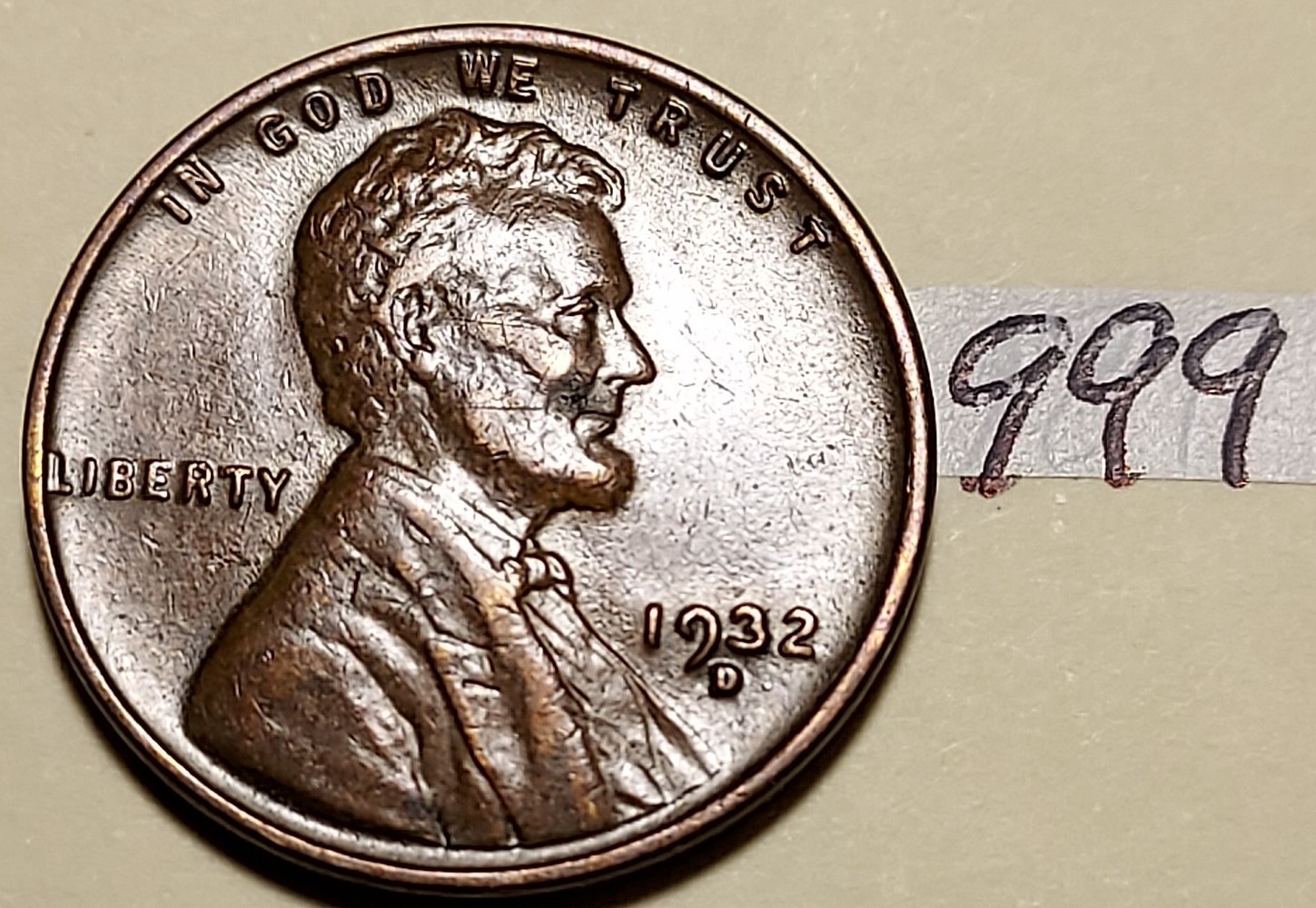 1932-D Lincoln Wheat Cent EXTREMELY FINE #999
