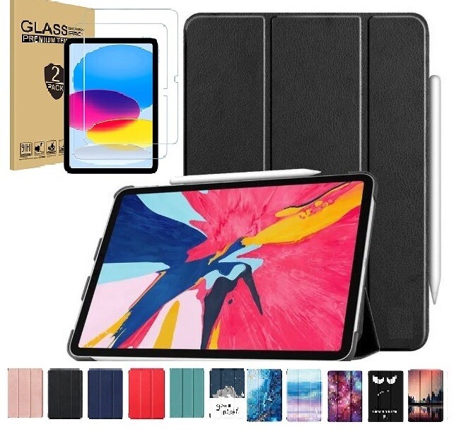 Case for iPad A16 11 inch/ iPad 10th Gen 10.9 Inch Cover/ Glass Screen Protector