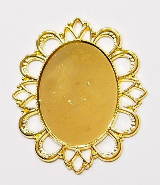 4 of 40x30mm Shiny Gold Vertical / Horizontal Oval Big Loop Pendant Settings