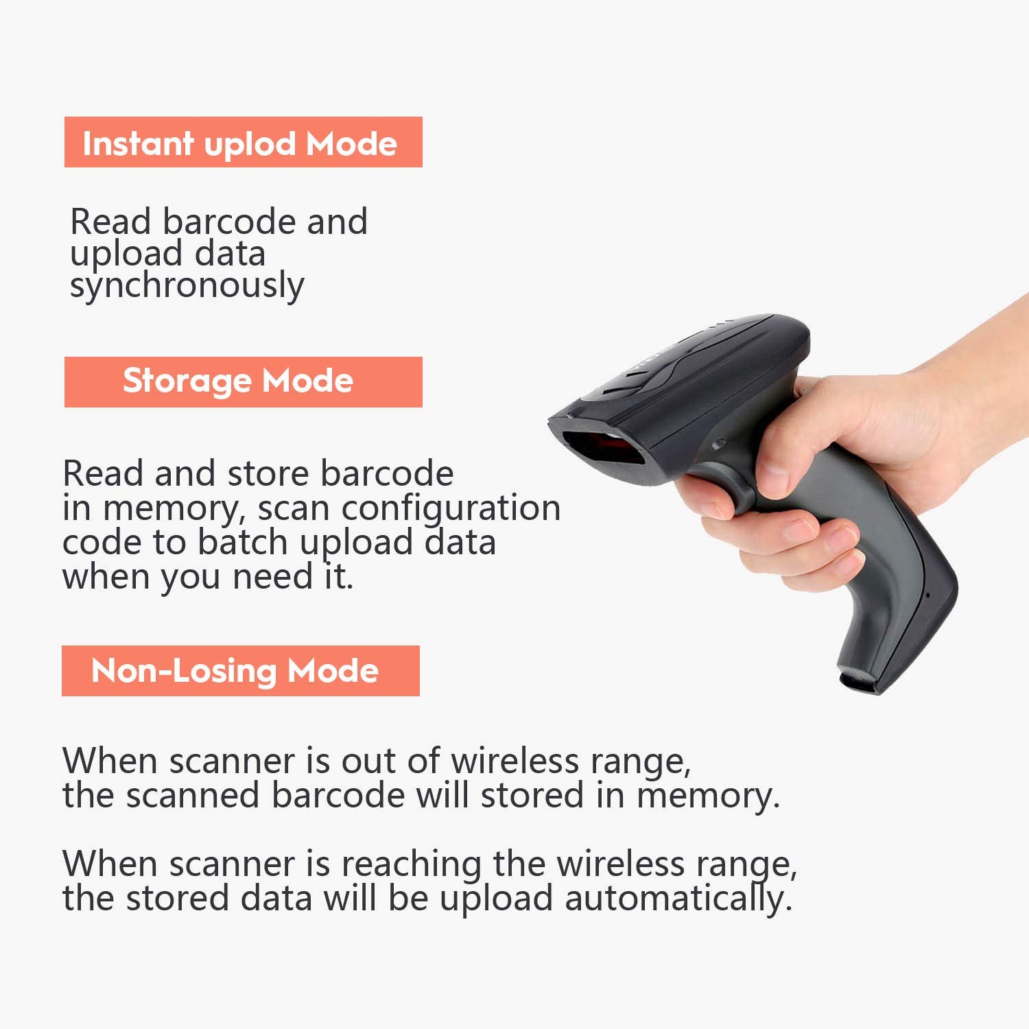Nadamoo Wireless Scanner Usb Cradle Charging Base 328Ft Long Transmission