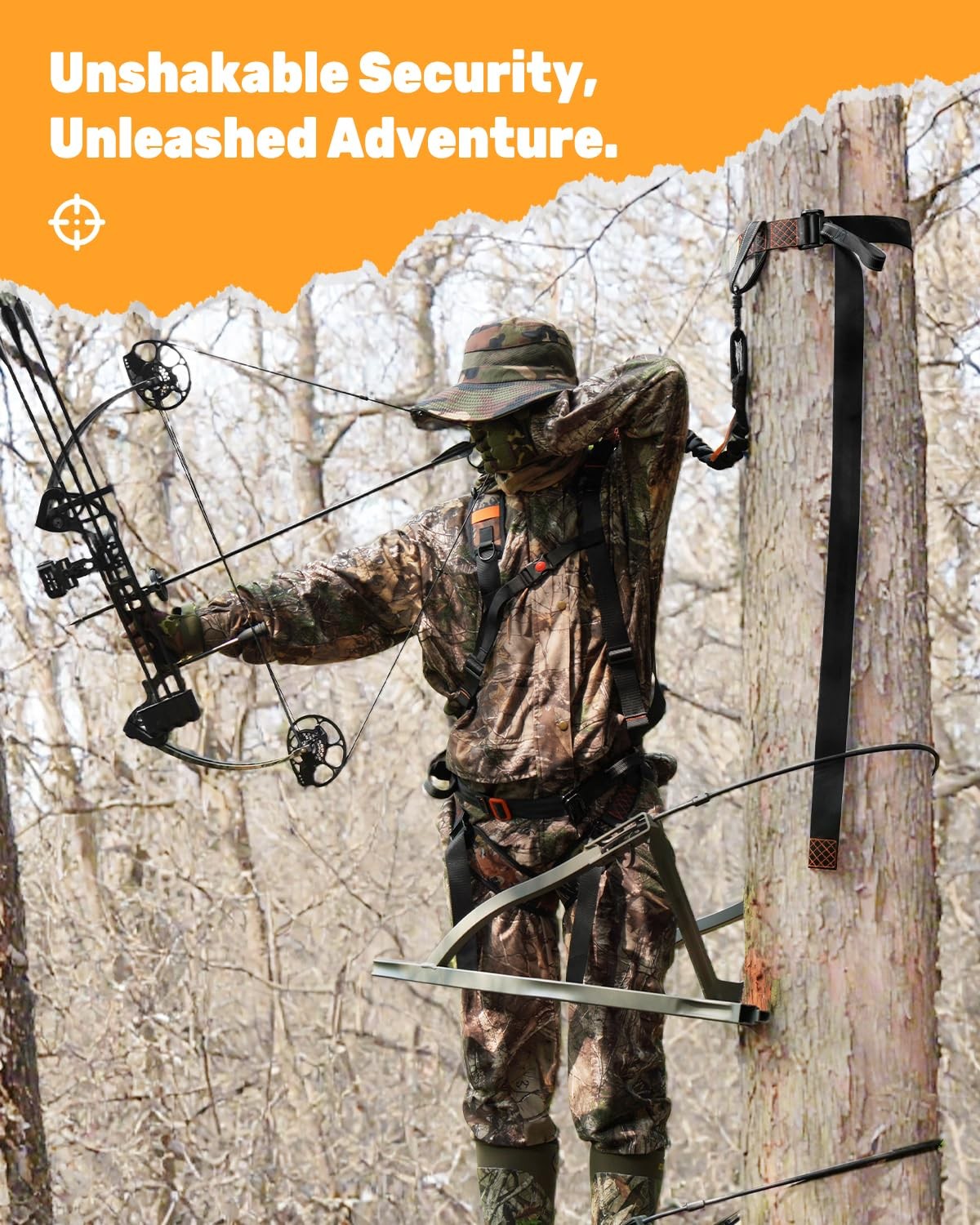 3 Pcs Heavy-Duty Tree Stand Harness Strap, Quick-Connect Treestrap for Tree S...