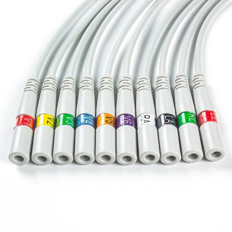 Banana To Snap Pigtail ECG Adapters Cable 10pcs Per Bag AHA 30cm 0.98Feet