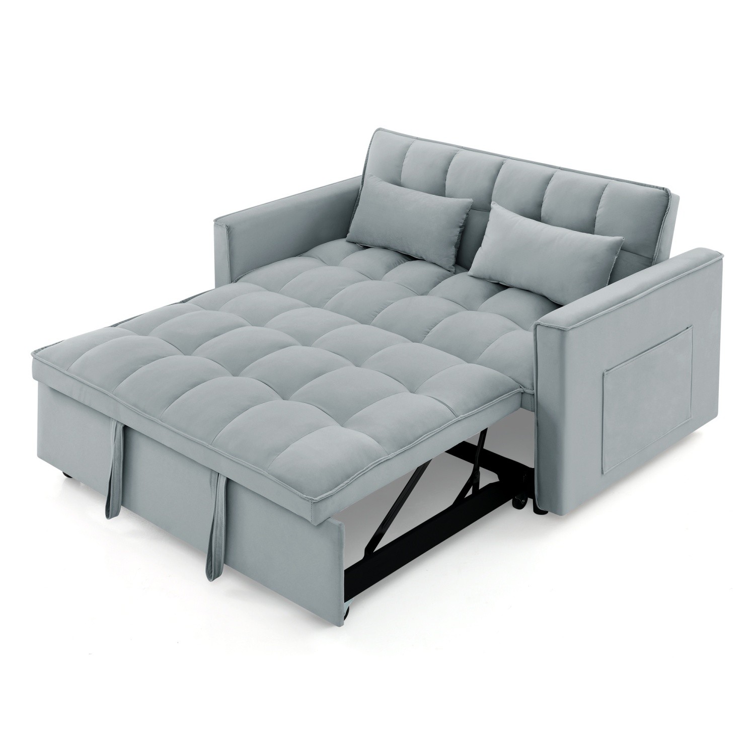 Convertible Loveseat Sleeper Sofa with Pull Out Bed & 2 Pillows for Small Space