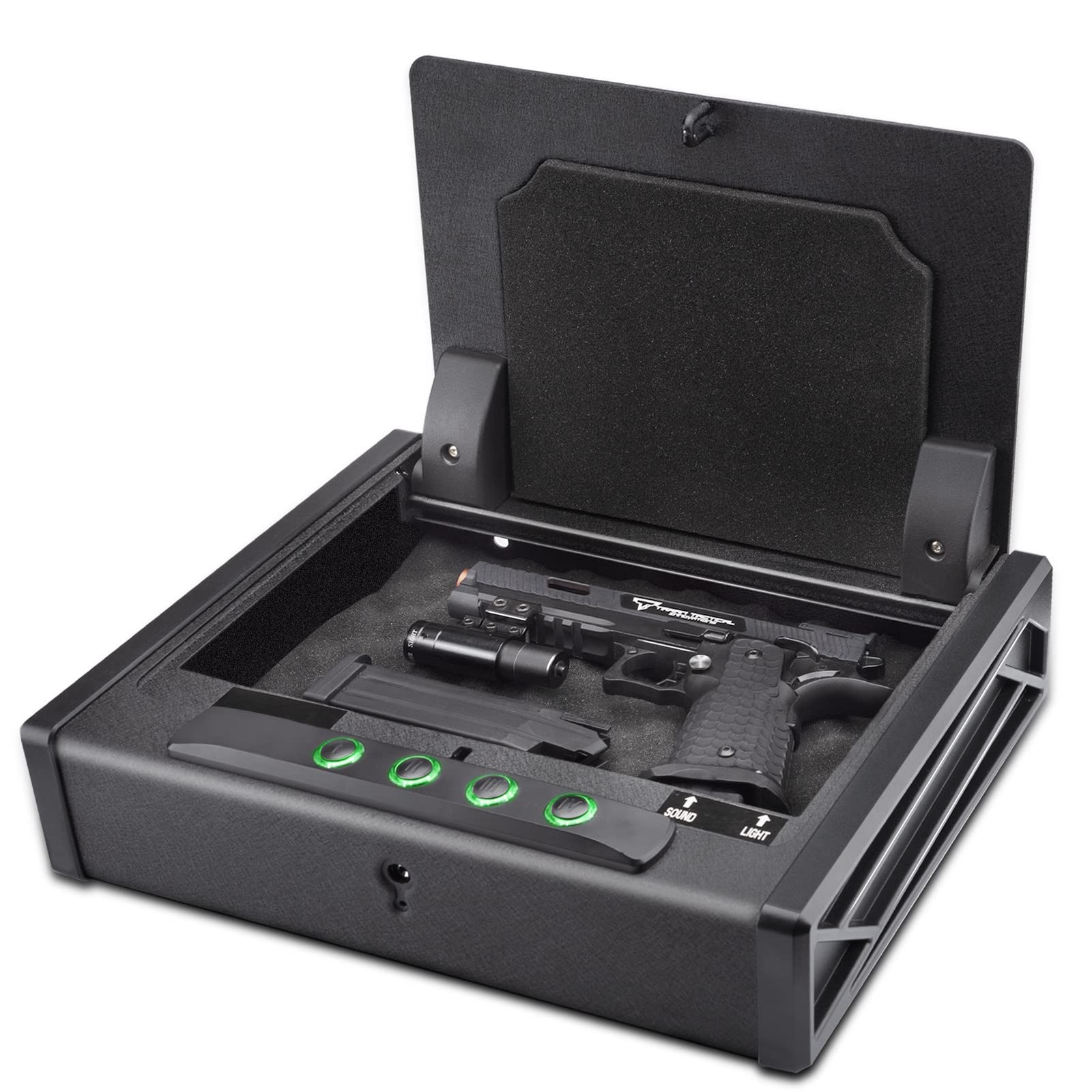 SOULYI Digital Gun Safe for 3 Pistols - DOJ Certified & Frosted Black