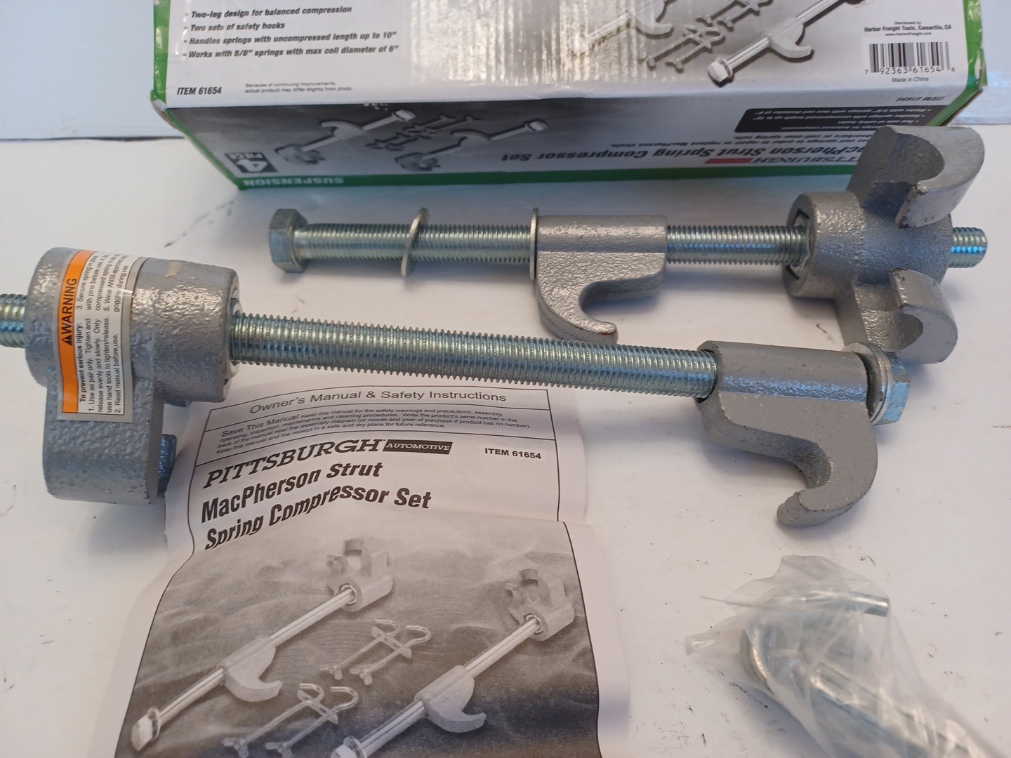 MacPherson Strut Spring Compressor Set Pittsburgh Tool #61654 OPEN BOX