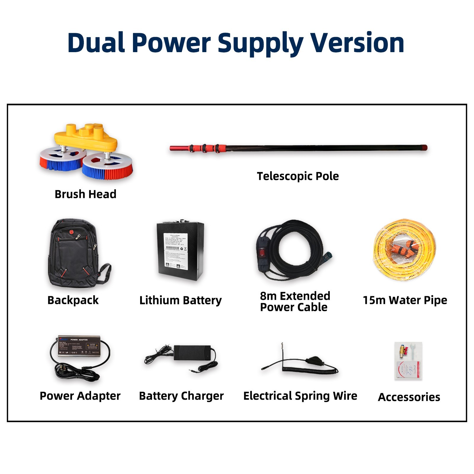 Used solar panel cleaning brush–24ft/7.5m double-headed automatic rotation Brush