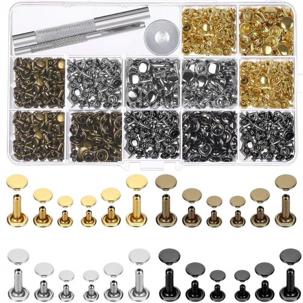 480 Sets Leather Cap Rivets with Installation Tools for Craft Projects