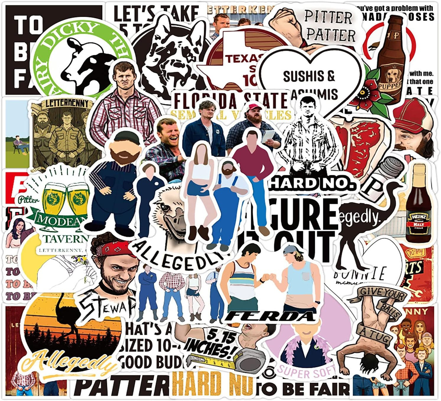 50Pcs Letterkenny Stickers,Funny TV Show Vinyl Stickers Waterproof Trendy for La