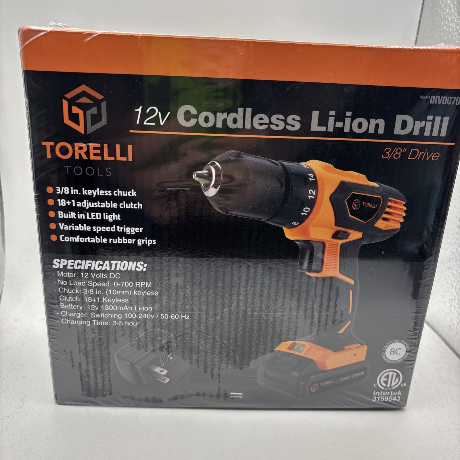 NEW Torelli Tools 12V Cordless Li-ion Drill 3/8" Keyless Chuck Interteck Sealed