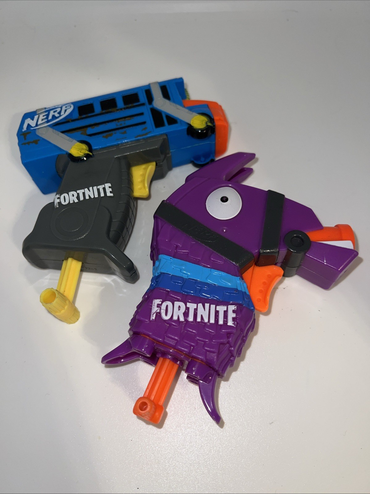 Lot of 2 Nerf FortNite Mini Dart Guns Battle Bus and Micro Llama  No Darts