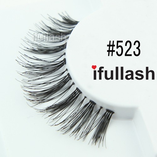 #523 6,12 Pairs ifullash 100% Human Hair False Black Eyelashes