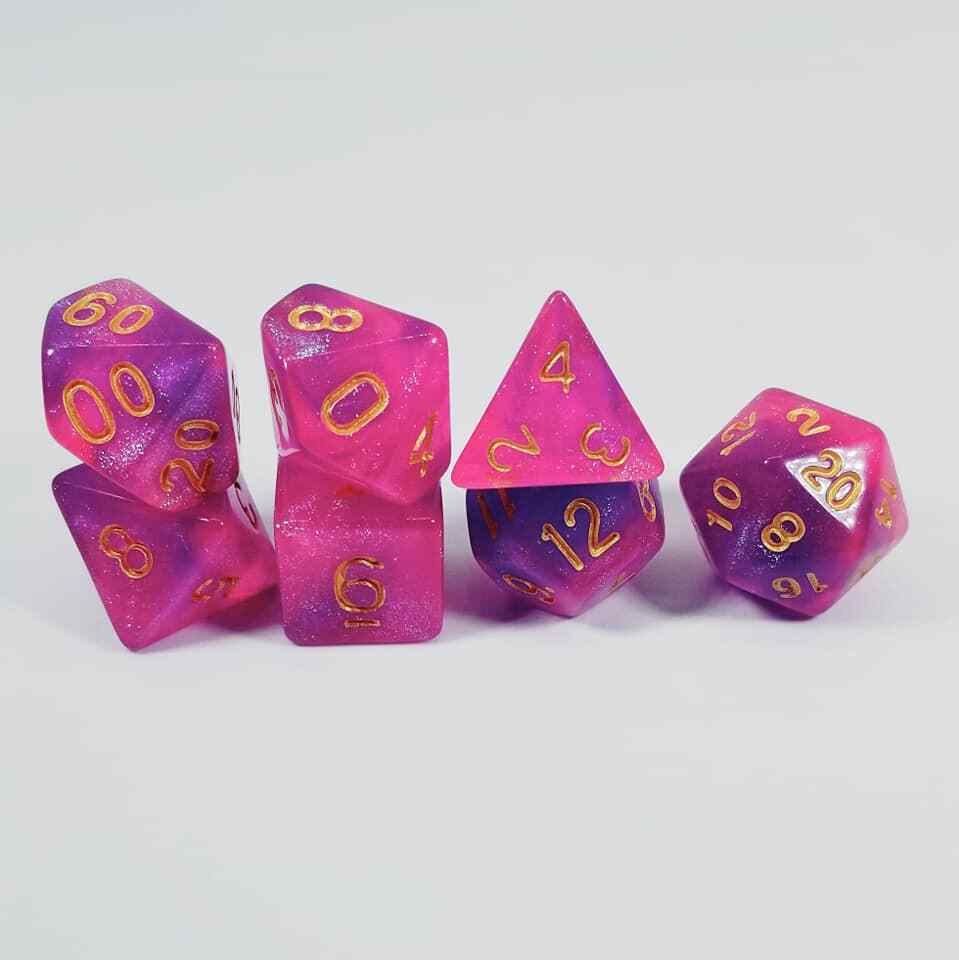 Princess Power 7 Dice Set Polyhedral RPG DnD Dungeons Dragons Pathfinder d20