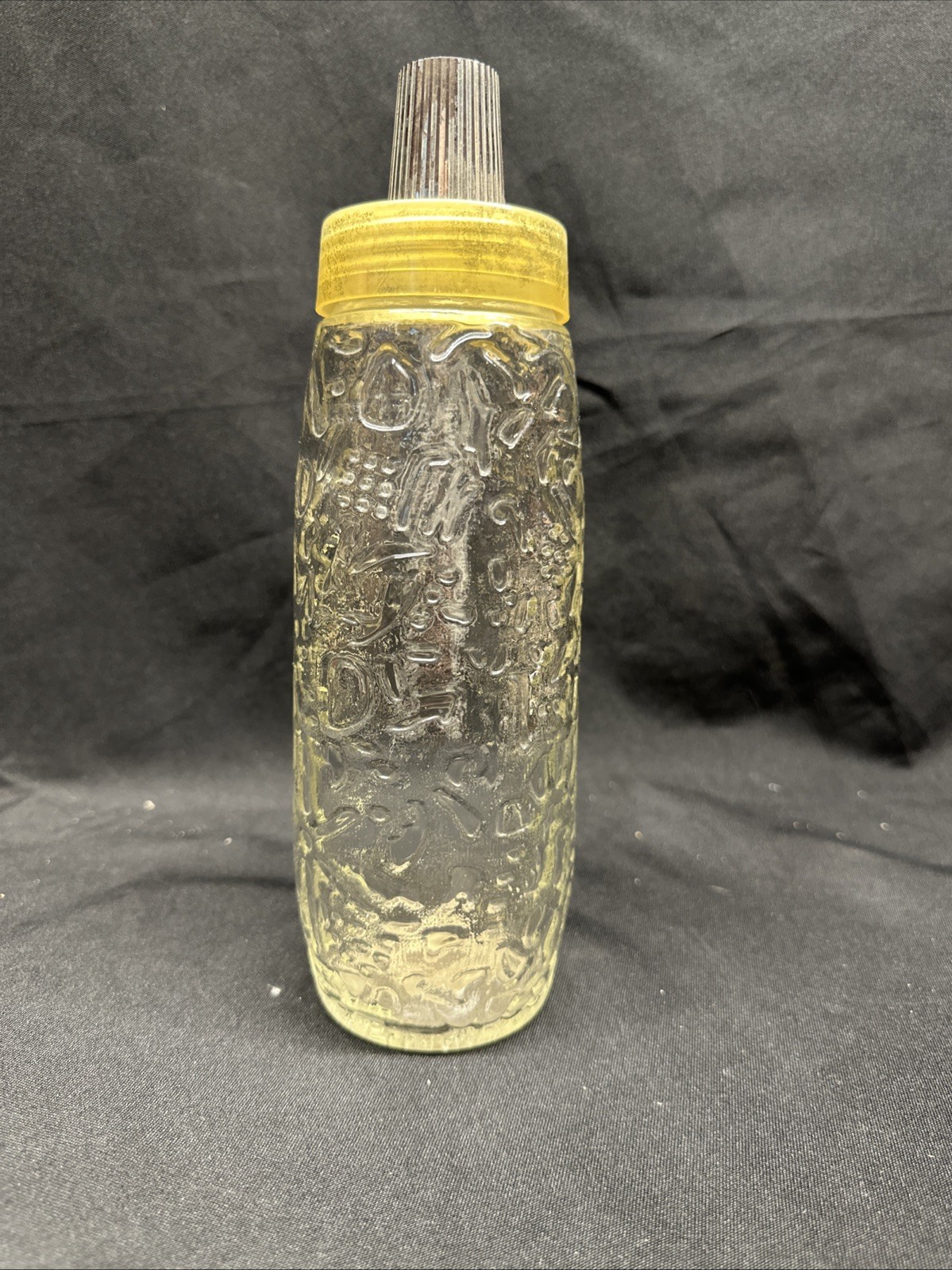 Vtg Mid-Century Modern Cocktail Shaker Glass Bottle Plastic Top 10 1/4” Anchor H