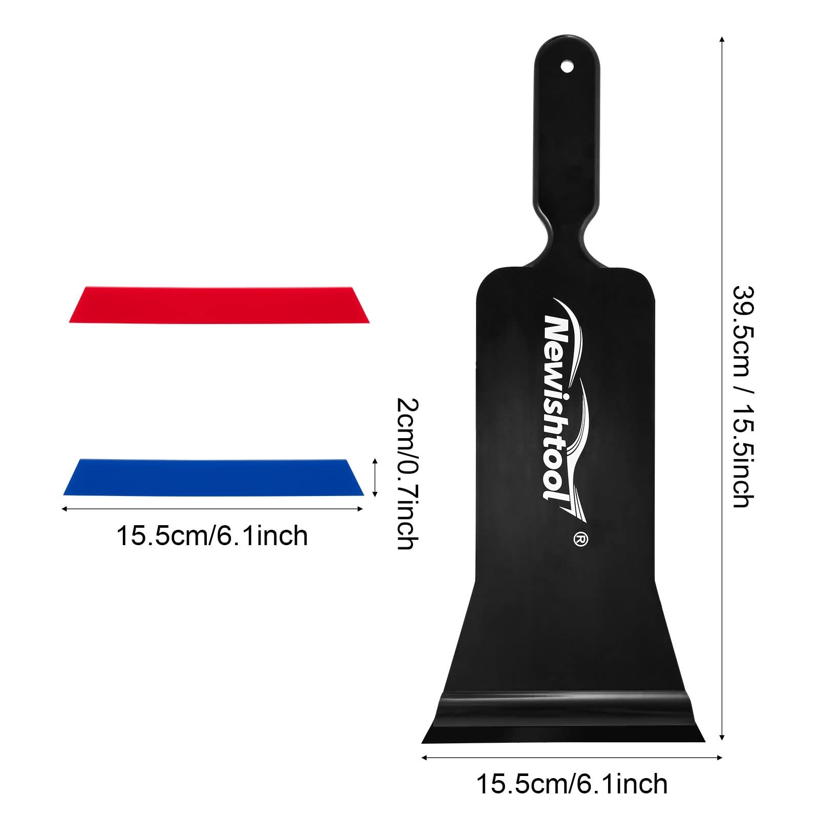 Window Tint Application Tools - Long Handle Squeegee & 2 Rubber Refills, Blue/Wh