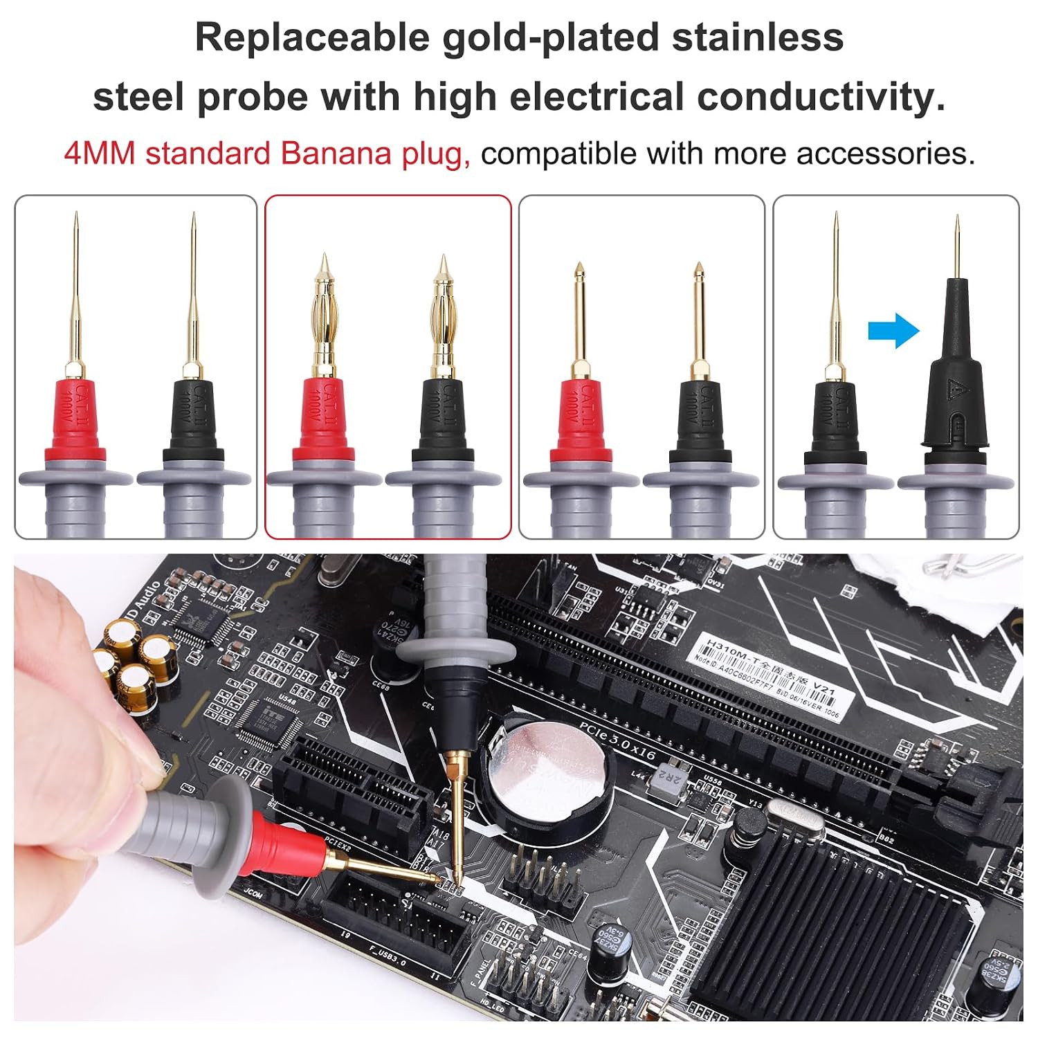 28 Pcs Multimeter Test Leads Kit with Replaceable Gold-Plated Multimeter Probes,