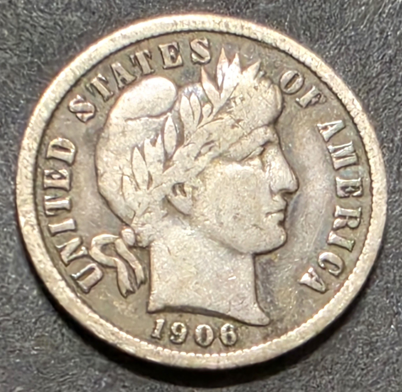 1906 Barber Liberty Dime 10C Philadelphia 90% Silver Business Strike KM#113
