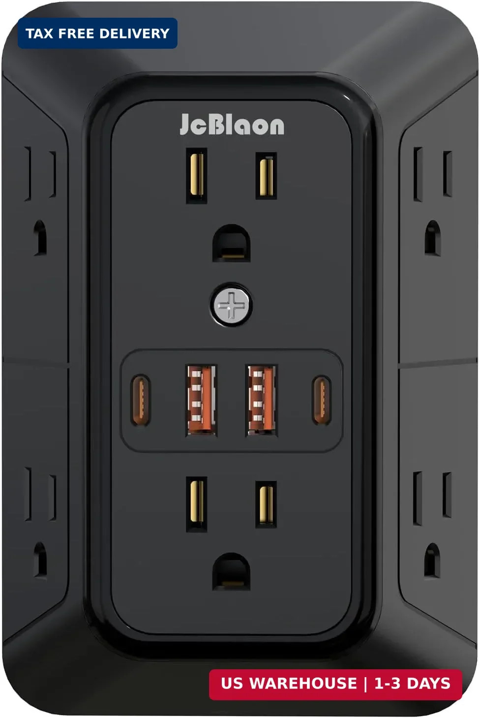 JcBlaon Outlet Extender Surge Protector - 6 Outlet Splitter with 4 USB Ports (2