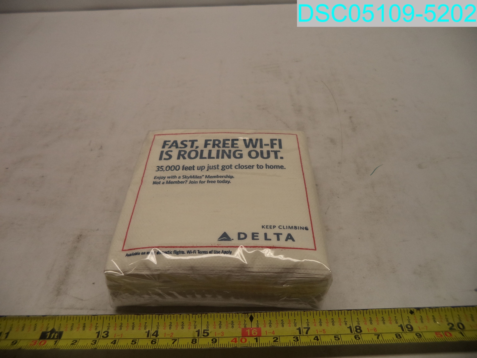 QTY=7800: NC05478 9611 9 X 9 2PL Delta Airlines Beverage Napkins
