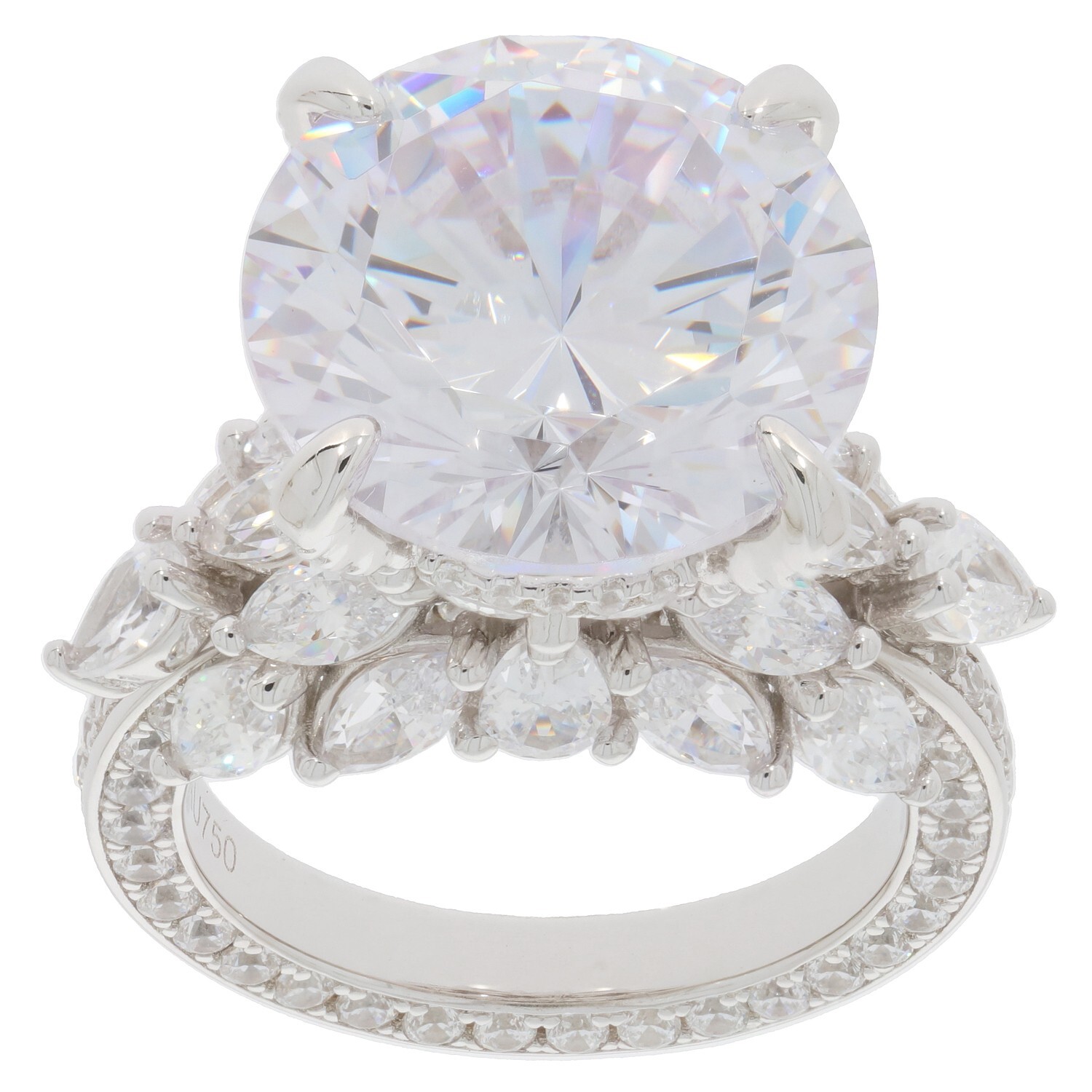 Sterling Silver Semi Mount Ring Setting Round RD 14X14mm Solitaire