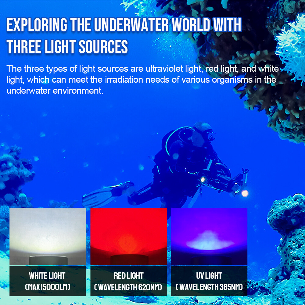 TustFire DF90 Kit 15000Lumen Brightest LED Diving Light Waterproof Flashlight